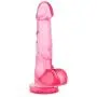 7.75" Soft Realistic Feel Dildo - Cock and Balls Dong - Suction Cup Harness Compatible  - Sex Toy for Women - Sex Toy for Adults (Pink)
