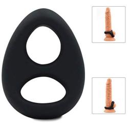 Lesige Cock Ring Stimulation Penis Ring Super Stretchy with Dual Holes Medical Pure Silicone for Penis Male Sex Toy - Regular Size (Black)