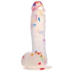 XKiss Confetti Clear Dildo, Super Quality 7" Realistic Silicone Penis with Suction Cup, Artistic Sex Toy for Vaginal G Spot & Anal Prostate Play