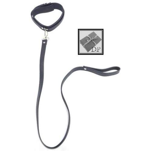 Discreet Packages BDSM Collar Leash Lead Choker with Steel D Rings with Detachable Faux Leather Leash