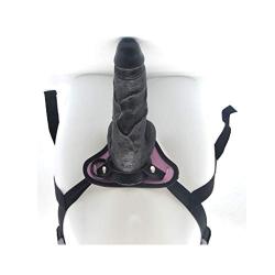 MXYLYM9 Strǎpǒn Dǒngs, Such As A Raw Glans Penis Simulation Big Head Health Bendable Suction Cup Base PVC+ Artificial Leather Pants (L:23cm, W: 5.5cm) Black