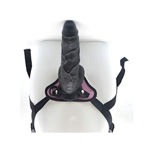 MXYLYM9 Strǎpǒn Dǒngs, Such As A Raw Glans Penis Simulation Big Head Health Bendable Suction Cup Base PVC+ Artificial Leather Pants (L:23cm, W: 5.5cm) Black