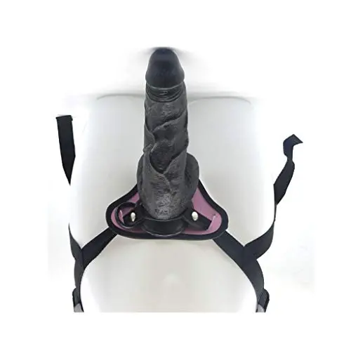 MXYLYM9 Strǎpǒn Dǒngs, Such As A Raw Glans Penis Simulation Big Head Health Bendable Suction Cup Base PVC+ Artificial Leather Pants (L:23cm, W: 5.5cm) Black