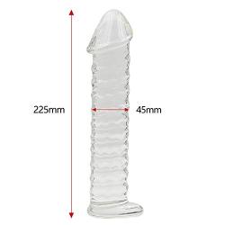 DJKFHIU Huge Big Size Ultra Smooth Crystal Glass Stick Ridged Spiral Designed for Women Men DJKFHIU (Color : Clear)