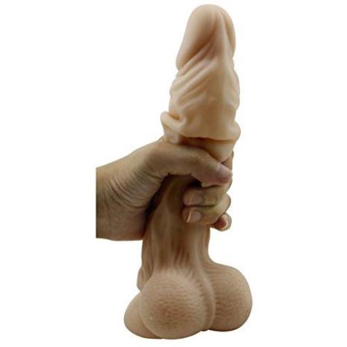 Veiny George 8 Inch Dildo with Stretchable Skin, Realistic Moving Skin Cock with Suction Cup By New York Exotic Novelties (8, Flesh)NYSE0017