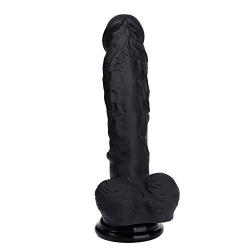 WLPLODS 7.87-inch Realistic Silicone DD&lő Body Relaxation Waterproof Massage no Hands Female Beginner WLPLODS (Color : Black)