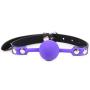 RYOZOCH SM Silicone Ball Gag with Lock Leather Strap BDSM Adult Sex Toys Bondage Kit Restraints Play (1.5in Ball, Purple+Black)