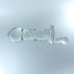 Don Wand Glass Pleasure Plug with Crank, Nubby, Clear Melon