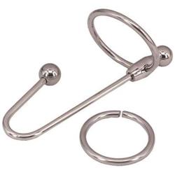 Eastern Delights Stainless Penis Cock Rings with Urethral Sounds Ball, Long Size