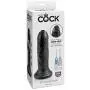 King Cock 6"" Uncut Dildo, Black, Flexible Shaft & Foreskin with Suction Base, USA Made, Pipedream