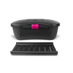 Joyboxx Adult Lock Box | Free Playtray and 2 Locks (Black with Pink Lock) Storage case, hygienic, Ventilated, Discreet, Dishwasher Safe, Antimicrobial Plastic Storage System