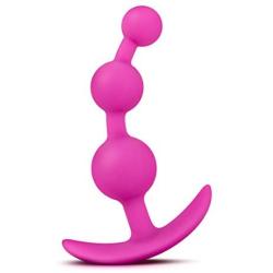 Flexible Three Bead Anal Butt Plug - Platinum Silicone Buttplug - Sex Toy for Women - Sex Toy for Men (Fuchsia)