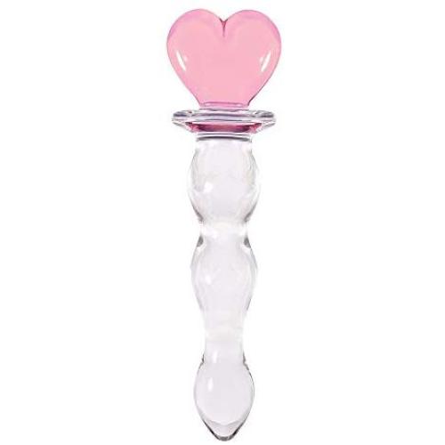 NewMaxer Pink Heart Crystal Glass Pleasure Wand Dildo Penis