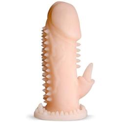 Soft Dual Pleasure Clitoral Stimulating Cock Sleeve - Delay Ejaculation Male Enhancement - Sex Toy for Men (Beige)