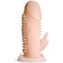 Soft Dual Pleasure Clitoral Stimulating Cock Sleeve - Delay Ejaculation Male Enhancement - Sex Toy for Men (Beige)