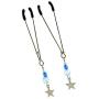 Fresh Tweezer Nipple Clamps with Beads and Star Charms, Blue