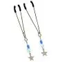 Fresh Tweezer Nipple Clamps with Beads and Star Charms, Blue