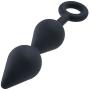 Silicone Anal Plug with Easy Retrieval Loop Double Bulb Butt Sex Stimulator