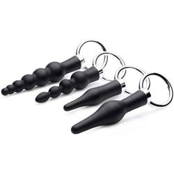 Master Series 4 Piece Silicone Anal Ringed Rimmer Set, Black