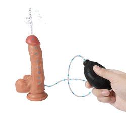 Relax Toy 7.28 inch Lifelike Silicone Massager Squirting Liquid Soft-Ďîldɔ with Strong Suction Cup Hands-Free Squirting Toy for Women