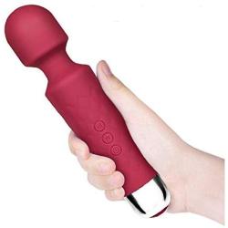 Wand Massager Handheld Massager Electric Massager Personal Body Massager Cordless USB Rechargeable Pain Relief with 10 Powerful Speeds 20 Wave Pulsations (red)