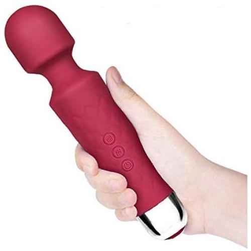 Wand Massager Handheld Massager Electric Massager Personal Body Massager Cordless USB Rechargeable Pain Relief with 10 Powerful Speeds 20 Wave Pulsations (red)