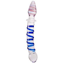 Crystal Glass Pleasure Wand Dildo Penis - AKStore - Blue Realistic Spiral
