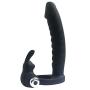 OUYAWEI 7 Speed Waterproof Vibrating Penis Ring Double Penetration Cock Ring Anal Dildo Butt Plug