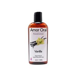 Vanilla Flavored Lube - Amor Oral Personal Lubricant - Edible, Water Based, Flavored Sex Lube for Women, Men, Couples, 4 oz