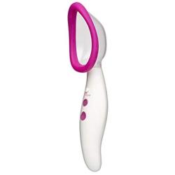 Doc Johnson Automatic Vibrating Rechargeable Pussy Pump - Independently Controlled 3 Pump Speeds & 7 Vibration Functions - Heightens Sensitvity, Pink/White