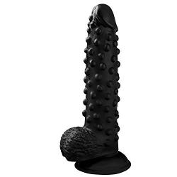 Role Playing 9.4-inch Bump Design Comfort Relaxation Horse Toy Friction Interaction Adds Fun Powerful PVC Massager Female Private Toy (Color : Black)