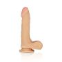 8.5" Sensa Feel Dual Density Long Dildo - Cock and Balls Dong - Suction Cup Harness Compatible - Sex Toy for Women - Sex Toy for Adults (Beige)