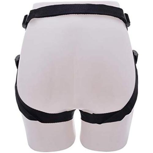 Adjustable Strap On Dildo Harness, Ferch Double Hole Pegging Harness Leather Soft Ring Belt for Male (Black)