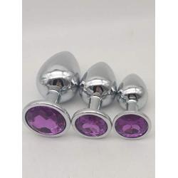 Purple gem -3 PCS - Stainless Steel Gem Anales B~UT @ T Plugs Set Coach Toys, Personal Game Massager for Men and Women Lovers