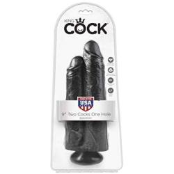 Pipedream Products King Cock 9" Two Cocks One Hole, Black, 24 Lb