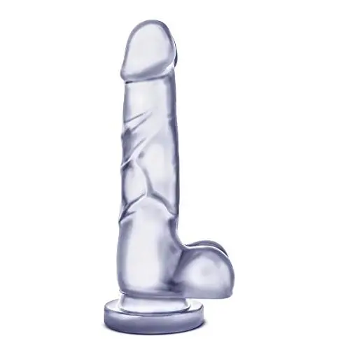 7.75&quot Soft Realistic Feel Dildo - Cock and Balls Dong - Suction Cup Harness Compatible - Sex Toy for Women - Sex Toy for Adults (Clear)