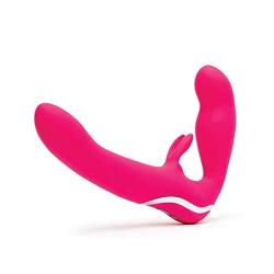 Happy Rabbit Rechargeable Vibrating Strapless Strap On - Pink