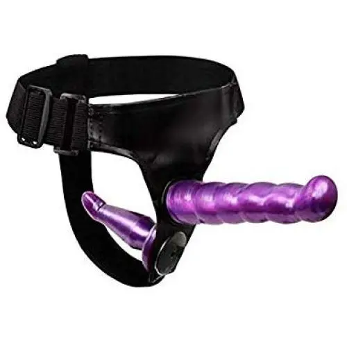 Female Wearable Leather Adjustable Strap on Double Massager, Relax Toy for Him and Her
