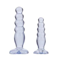 Doc Johnson Crystal Jellies - Anal Delight Trainer Kit - Small-Large - Suction Cup Base - Clear