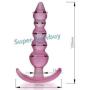 NWDoll Crystal Jellies - TPE Butt Plug Massagers - Ribbed Dildo/Anal Plug - for Beginners (Pink)