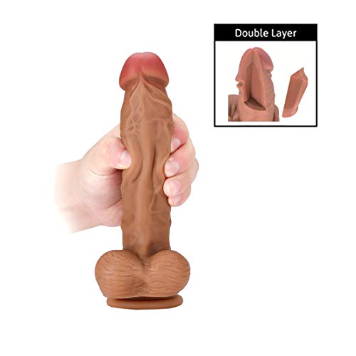 AKSQA 8 inch Double Layer Realistic Díldɔ Relax Massage Wand Toy for Women Gifts
