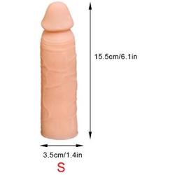 AEHIBO Reusable Penis Sleeves Penis Extender Penis Cover Penis Enlargers Adult Sex Toy for Men (S (15.5cm))