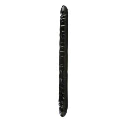 California Exotics Slim Jim Duo Veined Super Slim Double Dong, Black, 17"