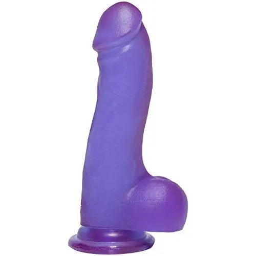 Doc Johnson Crystal Jellies - Master Cock with Balls - 7.5 Inch - 1.75" Wide - Strong Suction Cup Base - O-Ring Harness Compatible Dildo, Purple Doc Johnson Crystal Jellies - Master Cock with Balls - 7.5 Inch - 1.75" Wide - Strong Suction Cup Base - O-Ring Harness Compatible Dildo, Purple