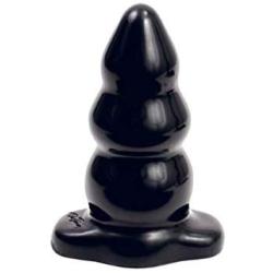 Doc Johnson Triple Ripple Butt Plug - Large - 5.6 in. Long and 2.3 in. Wide - Gradually Widens - Sturdy Flared Base - Anal Toy - Black