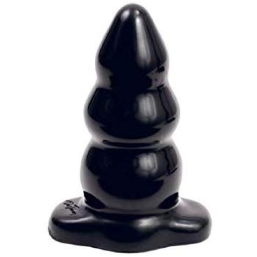 Doc Johnson Triple Ripple Butt Plug - Large - 5.6 in. Long and 2.3 in. Wide - Gradually Widens - Sturdy Flared Base - Anal Toy - Black