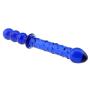 Wowlife Super Long Strong Sex Stimulator Blue Glass Dotted Dildo Dilddo Anal Plug for Women Crystal Masturbator for Moman Glass Pleasure Wand Double Head Design for G-spot Stimulation