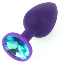 Small Purple Silicone Jewel Butt Plug Aquamarine Jewel Sex Fetish BDSM Gear by The Kink Factory USA