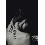 SanerLian Black Geometry Tree Tattoo Sticker Moon Phase Arrow Temporary Fake Tatoo Waterproof Men Women Arm Shoulder Back Body Art 13.8X4cm Set of 12