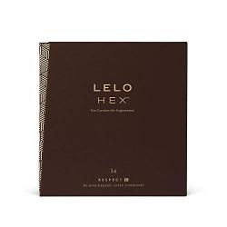 LELO HEX Respect, XL Size, Luxury Condoms with Unique Hexagonal Structure, Thin yet Strong Latex Condom, Lubricated (36 pack)